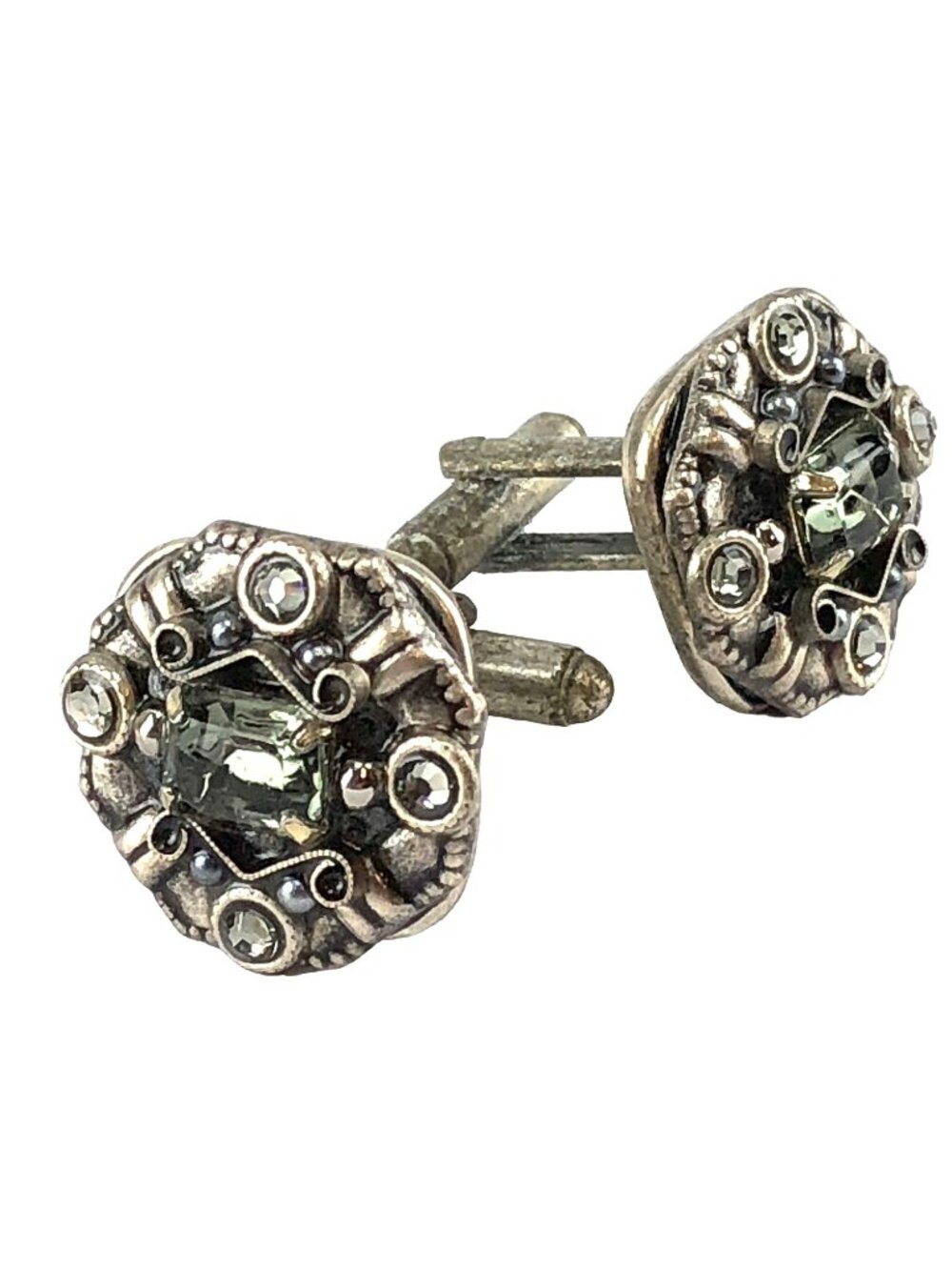 Vintage Michal Golan Cuff Links Pale Blue Rhinestone